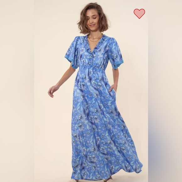 Hale Bob Dresses & Skirts - Hale Bob Rhona Blue Floral with A-Line Bottom Dress Size XS
